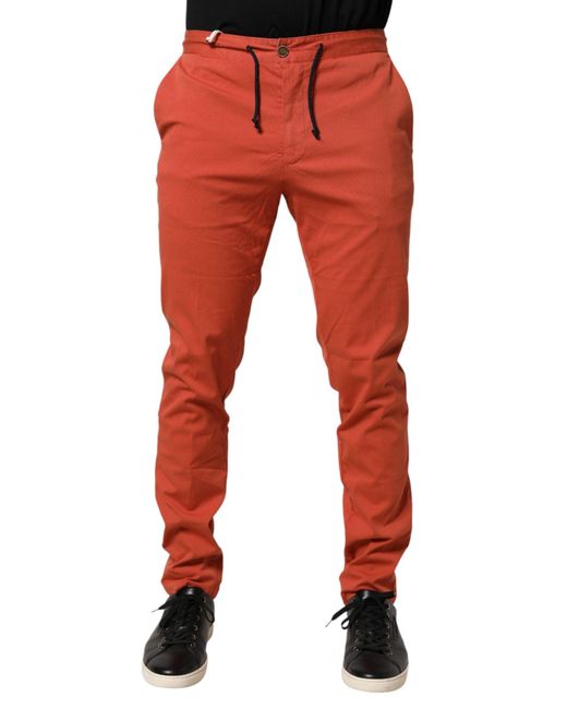 Domenico Tagliente Red Orange Skinny Fit Men Chino Trouser Pants for men