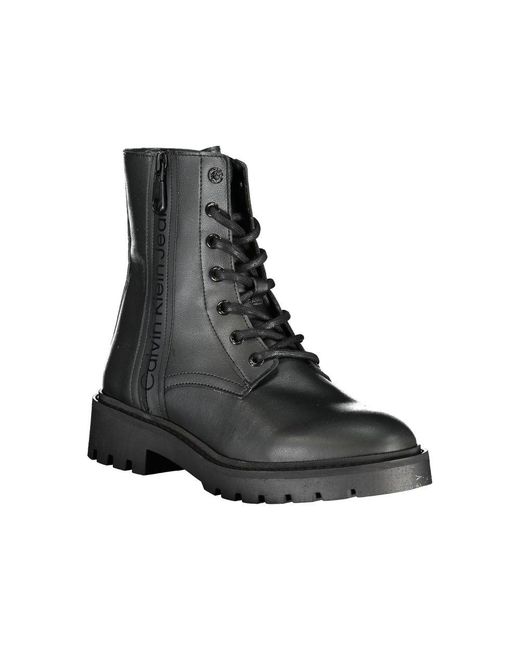 Calvin Klein Black Chic Ankle Boot With Laces And Zip Detail