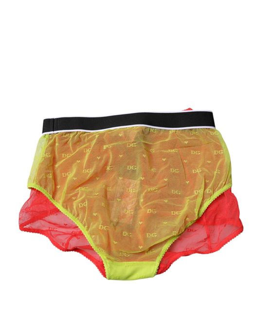 Dolce & Gabbana Red Tulle Mid Waist Panty Underwear