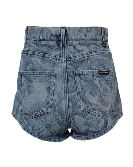 Dolce & Gabbana Blue Printed Denim Shorts