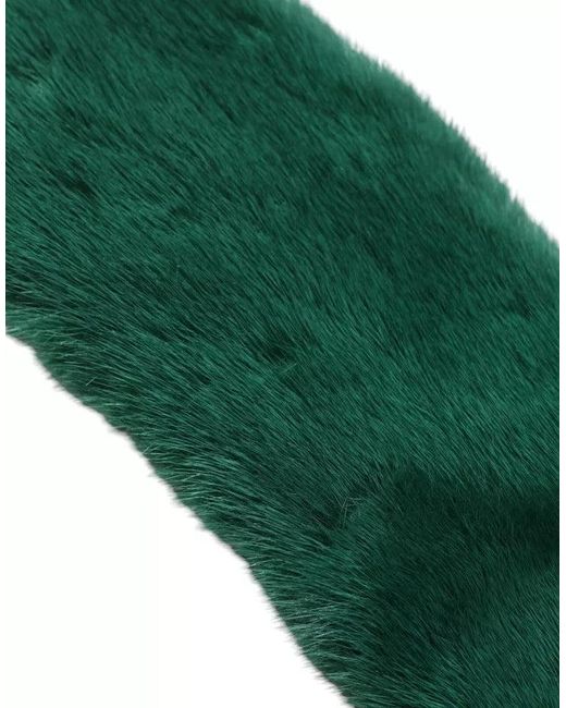 Dolce & Gabbana Green Mink Fur Collar Neck Wrap Scarf