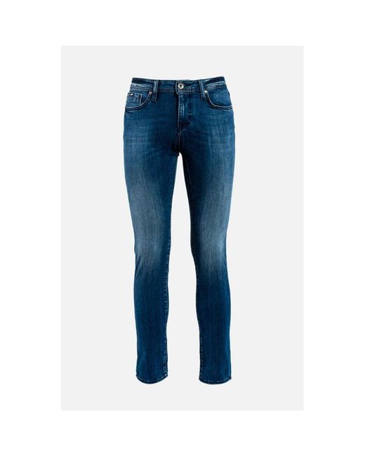 Gas Blue Cotton Slim Fit Jeans for men