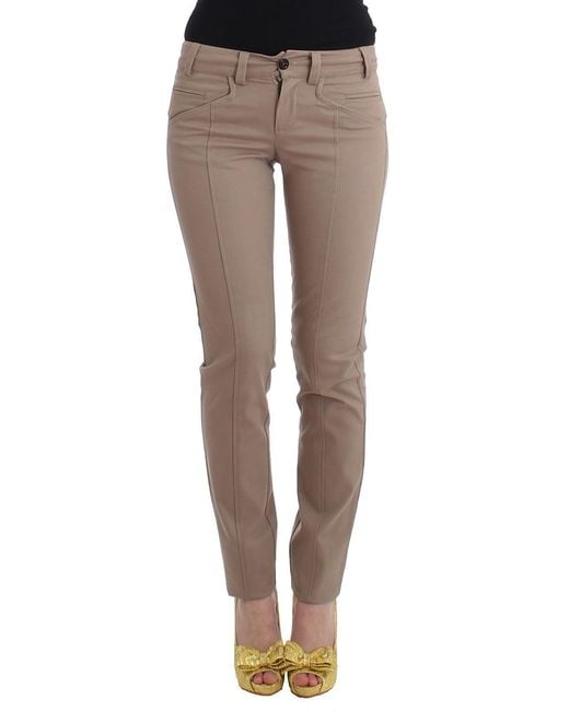 Roberto Cavalli Multicolor Beige Dress Skinny Slim Straight Chinos Pants