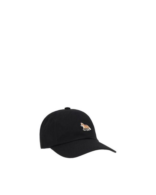 Maison Kitsuné Black Cotton Cap (baseball Hat)