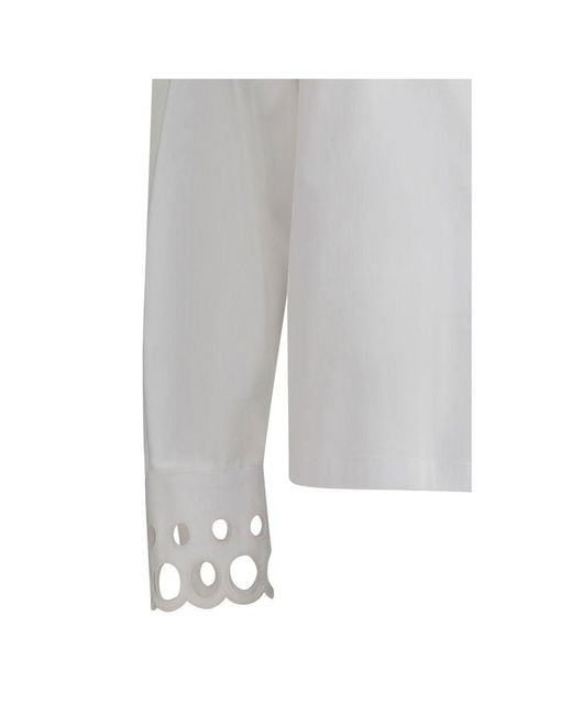 Max Mara Gray White Cotton Dress Shirt