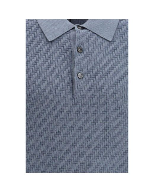 Brioni Light Blue Cotton Polo Shirt for men