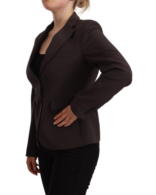 F.it Black Brown Long Sleeve Single Breasted Jacket Blazer