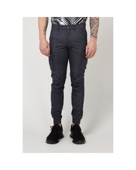Gas Blue Polyester Cargo Pants for men