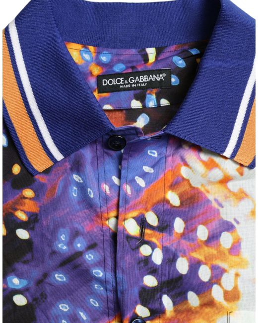 Dolce & Gabbana Blue Luminarie Print Cotton Casual Shirt for men