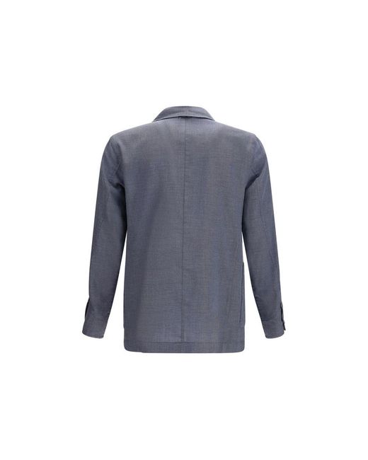 Finamore 1925 Blue Gray Wool Oves Aries Jacket for men