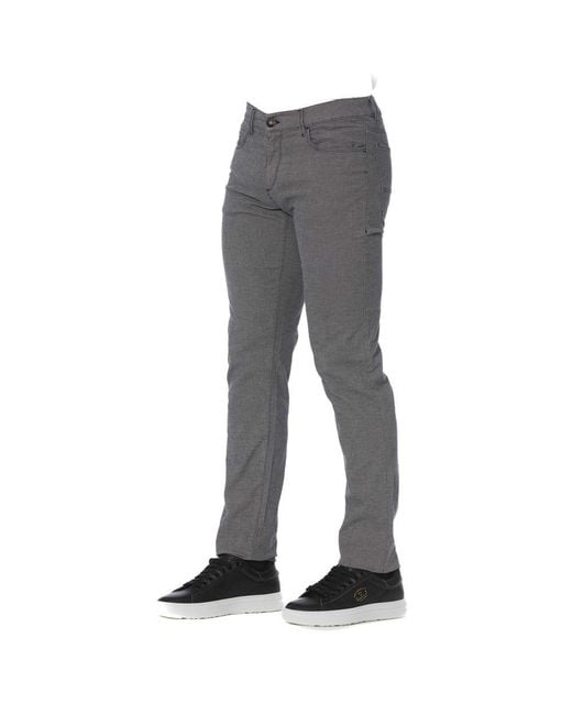 Trussardi Gray Elegant Cotton Blend Pants for men