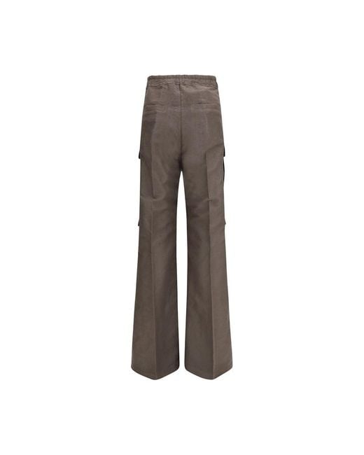 Rick Owens Brown Gray Ramie Cargo Pants for men