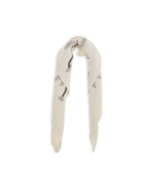 P.A.R.O.S.H. White Beige Wool Oves Aries Scarf