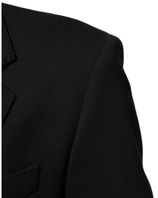 Dolce & Gabbana Black Dark Blue Cotton Men Jacket Coat Blazer Suit for men