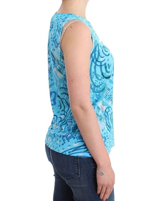 John Galliano Printed Top Blue Sig11879-3