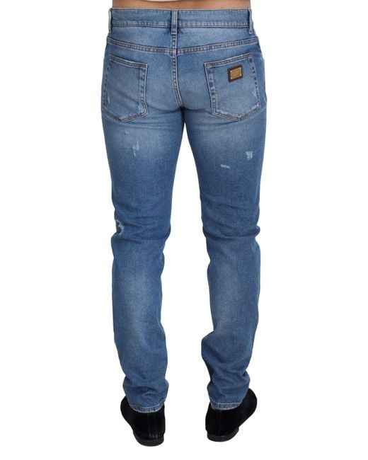Dolce & Gabbana Blue Slim Fit Wash Stretch Cotton Denim Jeans for men