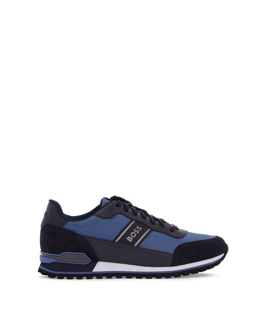 Giorgio Armani Blue Sneakers Parkour L Runn Rsmx Technical Fabric And Suede With Tank Sole for men