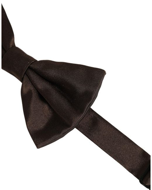 Dolce & Gabbana Black Men Brown 100% Silk Adjustable Neck Papillon Bow Tie for men