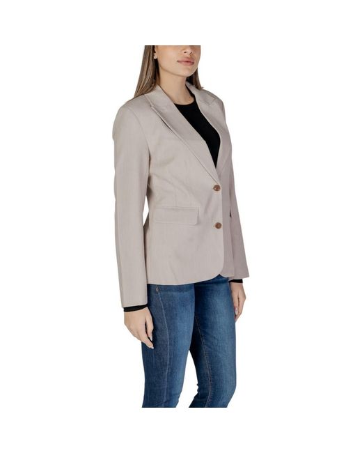 ONLY Gray Beige Recycled Polyester Suits & Blazer