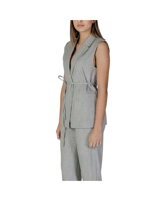 VILA CLOTHES Gray Recycled Polyester Vest