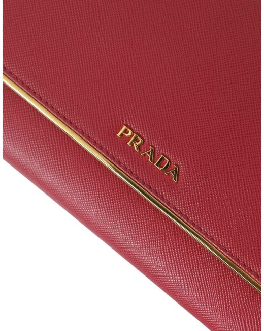 Prada Red Elegant Leather Bifold Wallet