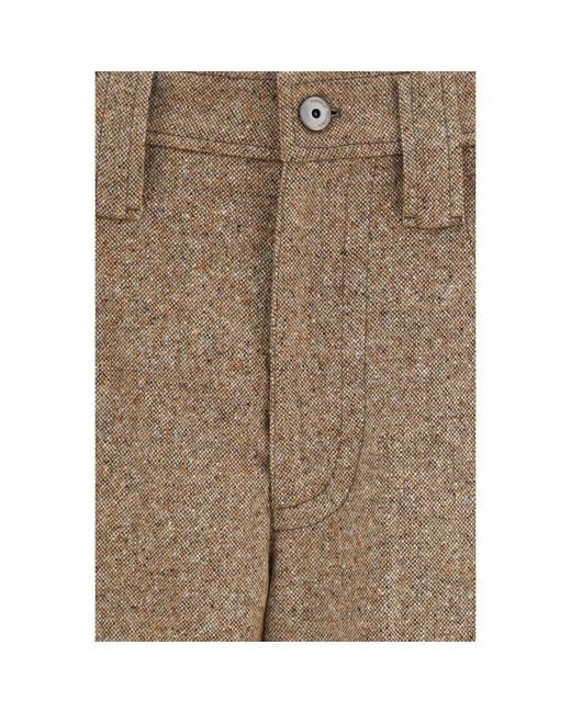 Brunello Cucinelli Natural Beige Wool Oves Aries Casual Pants