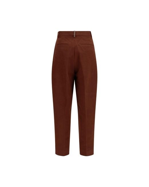 Fabiana Filippi Red Brown Cotton Casual Pants