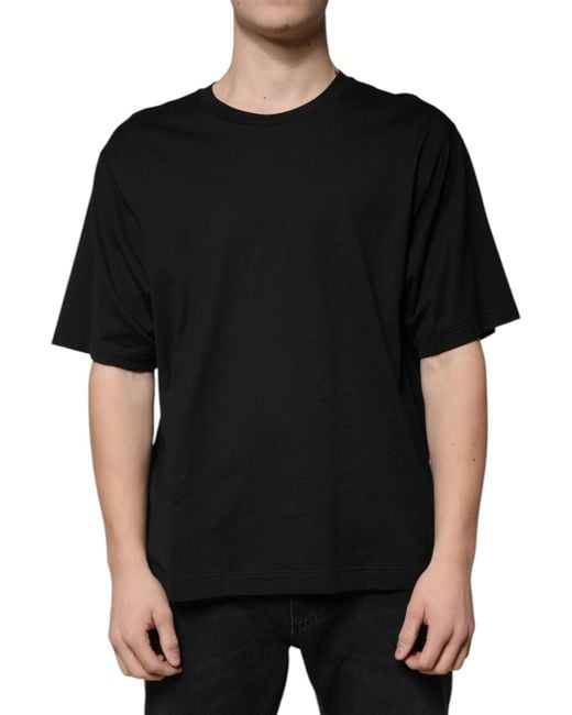 Dolce & Gabbana Black Oversized Cotton Tshirt Classic Crew Neck for men