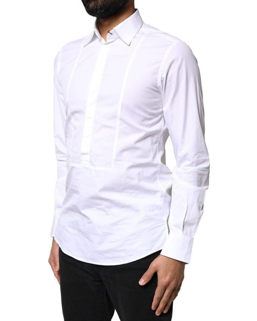 Dolce & Gabbana White Cotton Long Sleeves Formal Dress Shirt for men