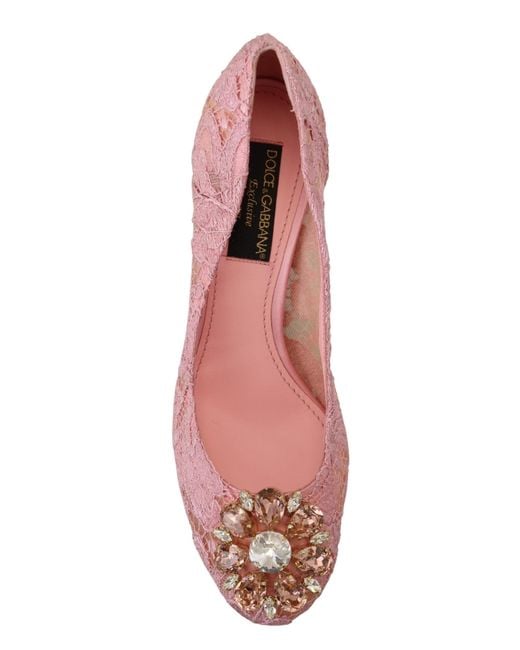 Dolce & Gabbana Pink Taormina Lace Crystal Pumps Pastel Shoes