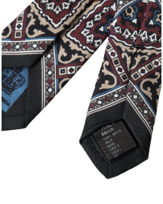Dolce & Gabbana Black Printed 100% Silk Adjustable Tie for men