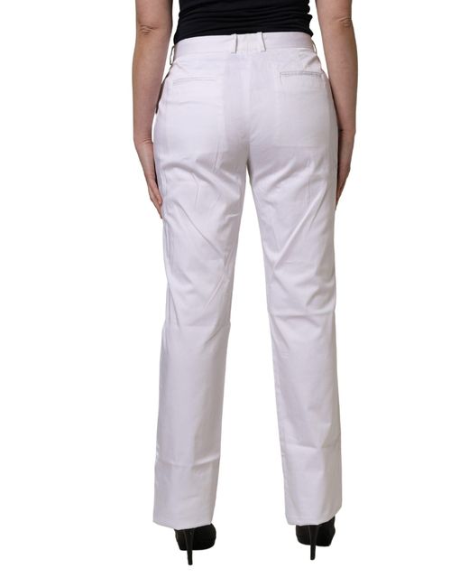 Gianfranco Ferré Gray White Mid Waist Straight Chino Trouser Pants