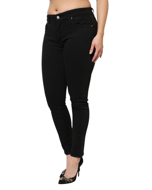 Dolce & Gabbana Black Cotton Mid Waist Denim Jeans for men
