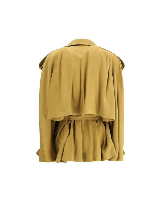 ANDAMANE Yellow Double-Breasted Short Trench Coat