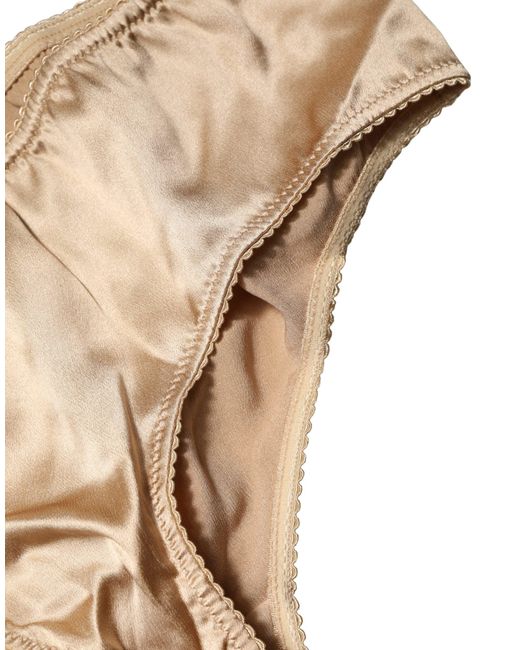 Dolce & Gabbana Natural Beige Silk Stretch Mid Waist Brief Panty Underwear