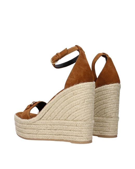 Versace Brown Leather Wedge Sandals