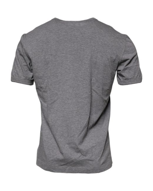 Dolce & Gabbana Gray Logo Print Cotton Crew Neck T-Shirt for men
