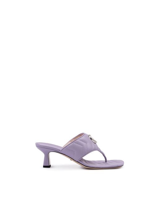 Gucci White Mystic Purple Nappa Charlotte Leather Sandals for men