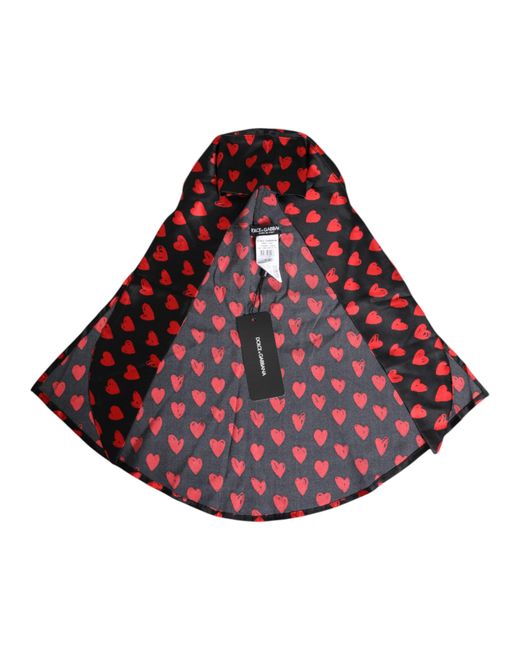 Dolce & Gabbana Black Red Hearts Polyester Hat for men