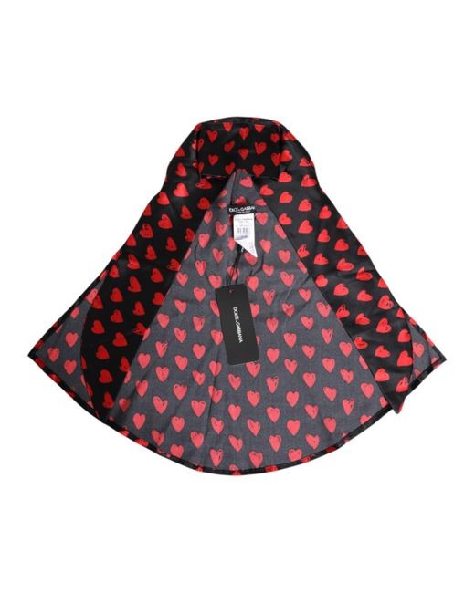 Dolce & Gabbana Black Red Hearts Polyester Hat for men