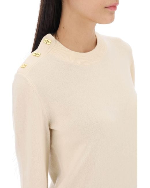 Ganni Natural Sweater With Butterfly Buttons