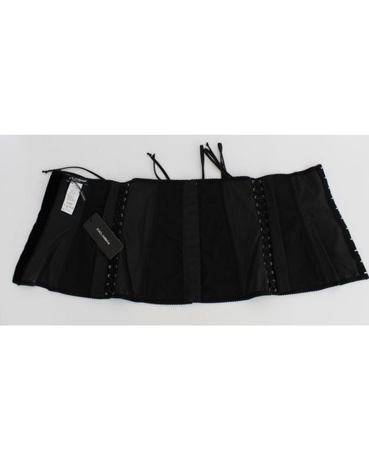 Dolce & Gabbana Black Stretch Corset Waist Strap Belt