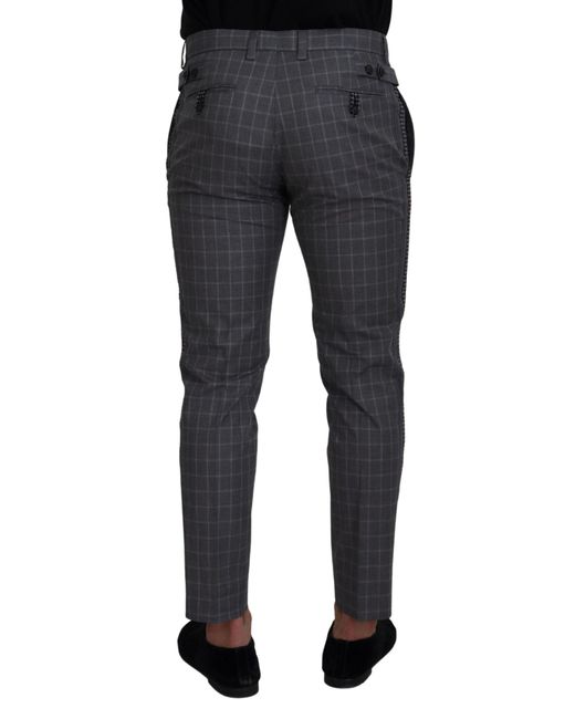 Dolce & Gabbana Black Check Pants Slim Fit for men