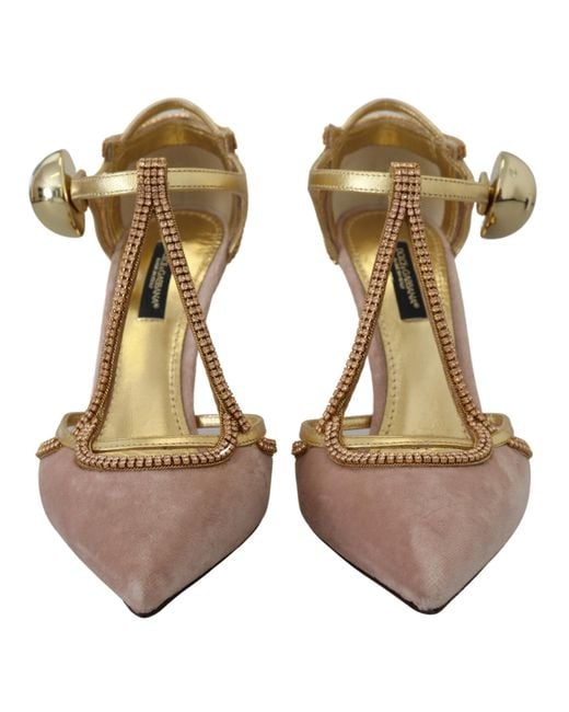 Dolce & Gabbana Metallic Elegant Crystal Pumps With High Heels
