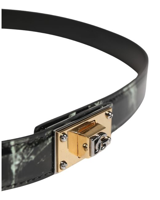 Dolce & Gabbana Black Marble Leather Dg Logo Buckle Belt Calf for men