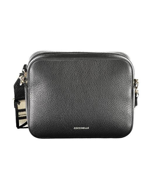 Coccinelle Black Elegant Leather Shoulder Bag With Contrasting Details