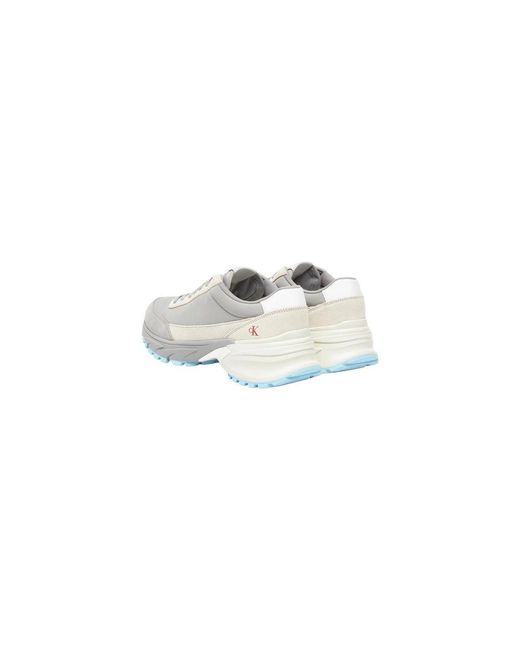 Calvin Klein White Gray Suede Leather Athletic Sneakers