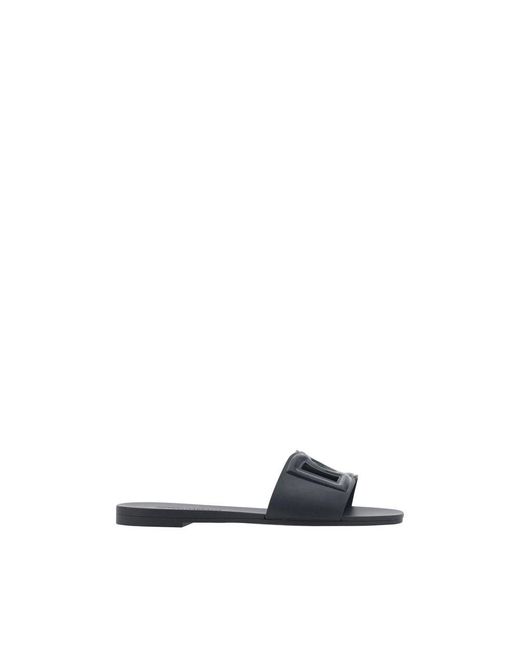 Dolce & Gabbana Blue Black Rubber Flat Sandals