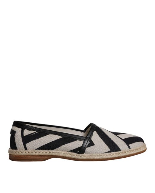 Dolce & Gabbana Black Stripes Slip On Espadrille Shoes for men