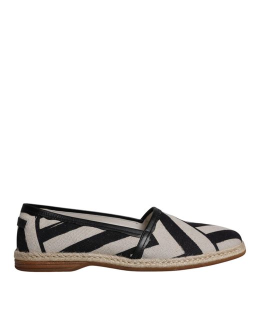 Dolce & Gabbana Black Stripes Slip On Espadrille Shoes for men
